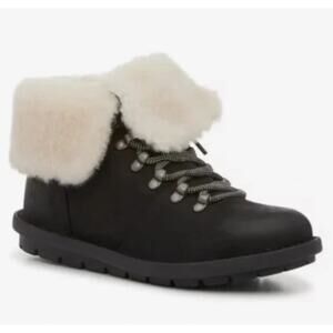 Born Women's Blaine Shearling Bootie Black leather Women size 7